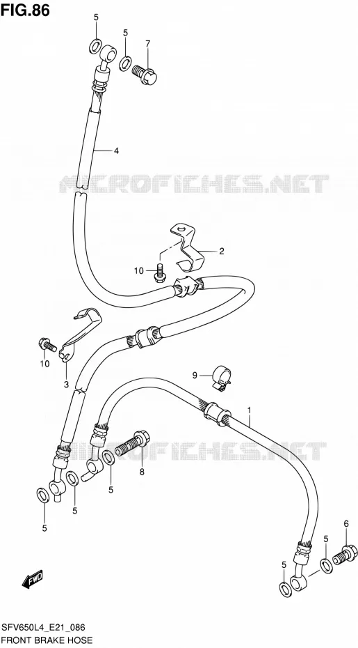 FRONT REMSLANG (SFV650UL4 E21) Suzuki MOTO 650 GLADIUS 2015  SFV650A L4 (E21)