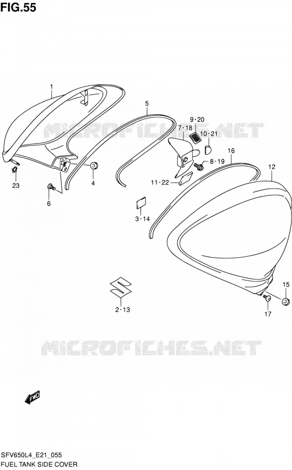 FUEL TANK ZIJKLEP Suzuki MOTO 650 GLADIUS 2015  SFV650A L4 (E21)