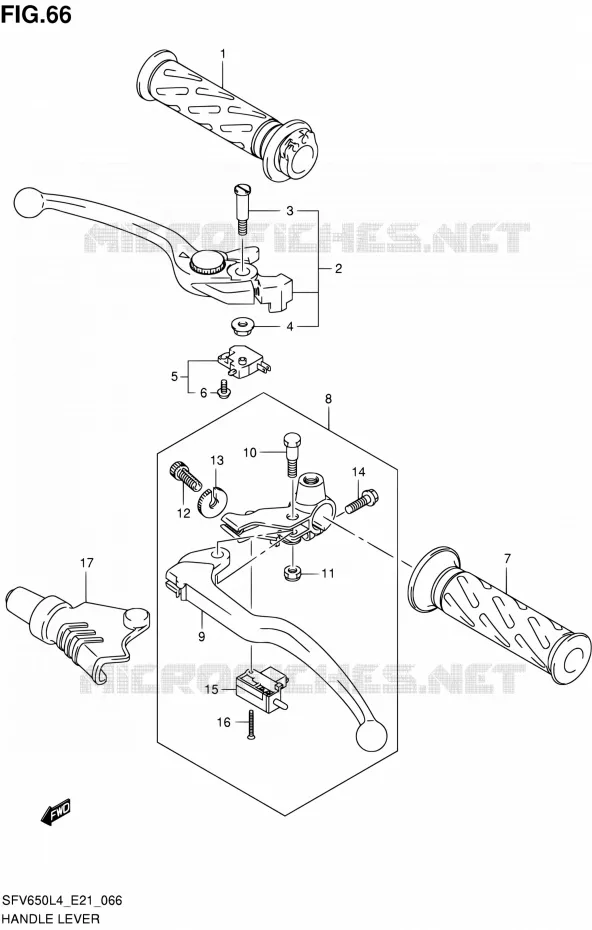 HANDGRIPS - LEVERS Suzuki MOTO 650 GLADIUS 2015  SFV650A L4 (E21)