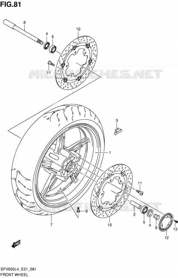 VOORWIEL (SFV650UAL4 E21) Suzuki MOTO 650 GLADIUS 2016  SFV650A L4 (E21)