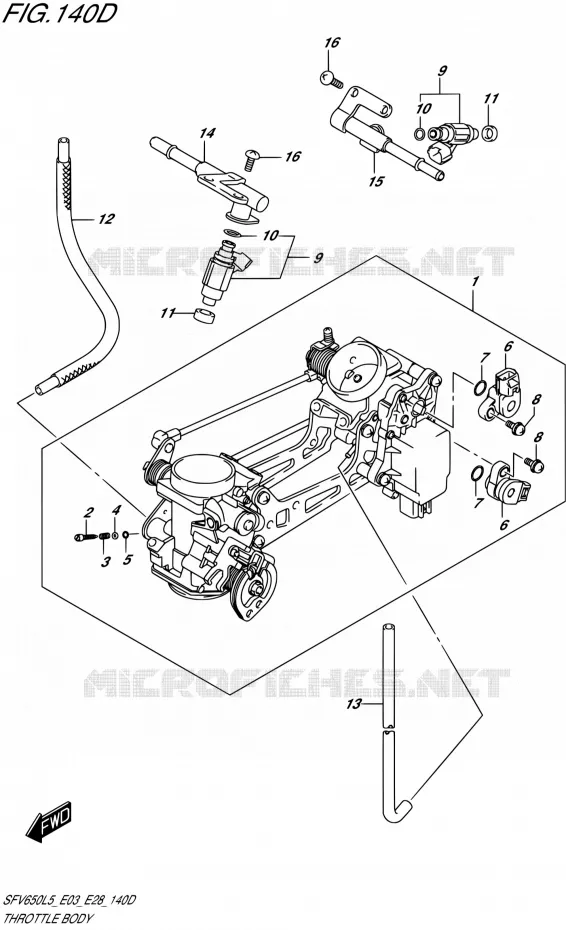 GASKLEPHUIS (SFV650AL5 E28) Suzuki MOTO 650 GLADIUS 2015  SFV650A L5 (E03,E28,E33)