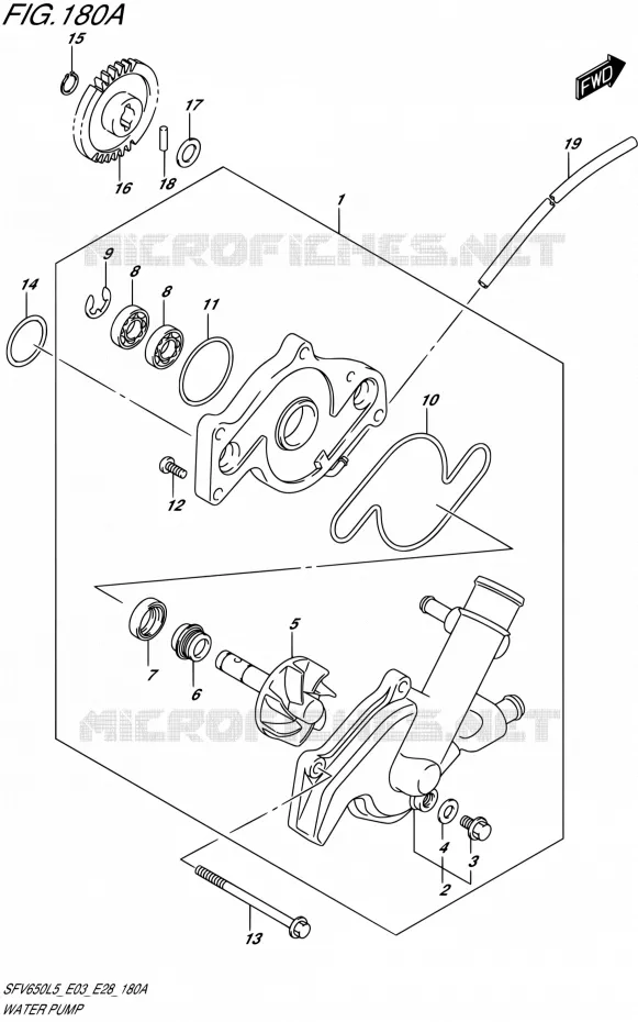 WATERPOMP Suzuki MOTO 650 GLADIUS 2015  SFV650A L5 (E03,E28,E33)