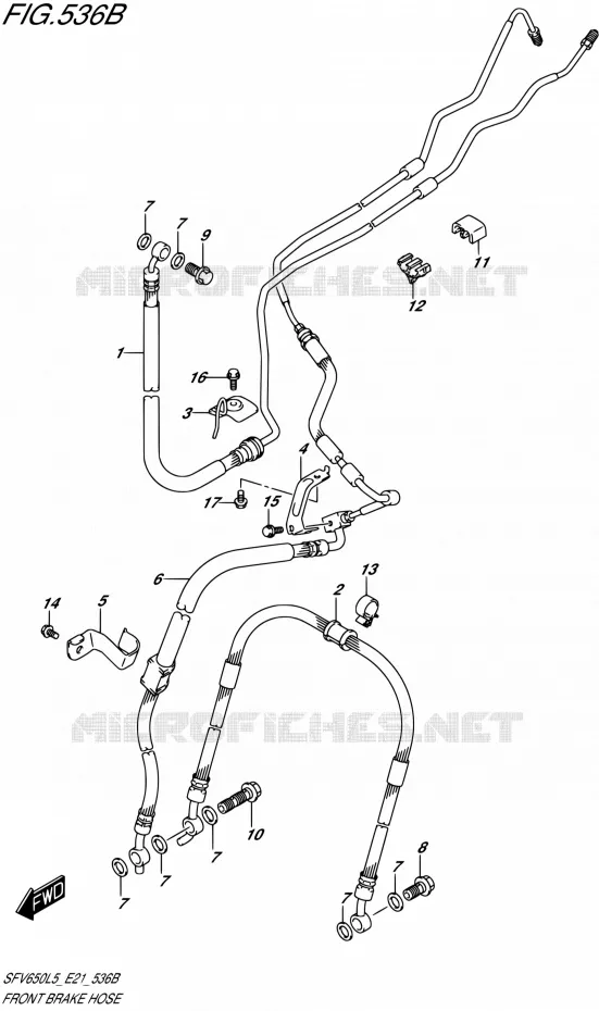 FRONT REMSLANG (SFV650AL5 E21) Suzuki MOTO 650 GLADIUS 2015  SFV650A L5 (E21)