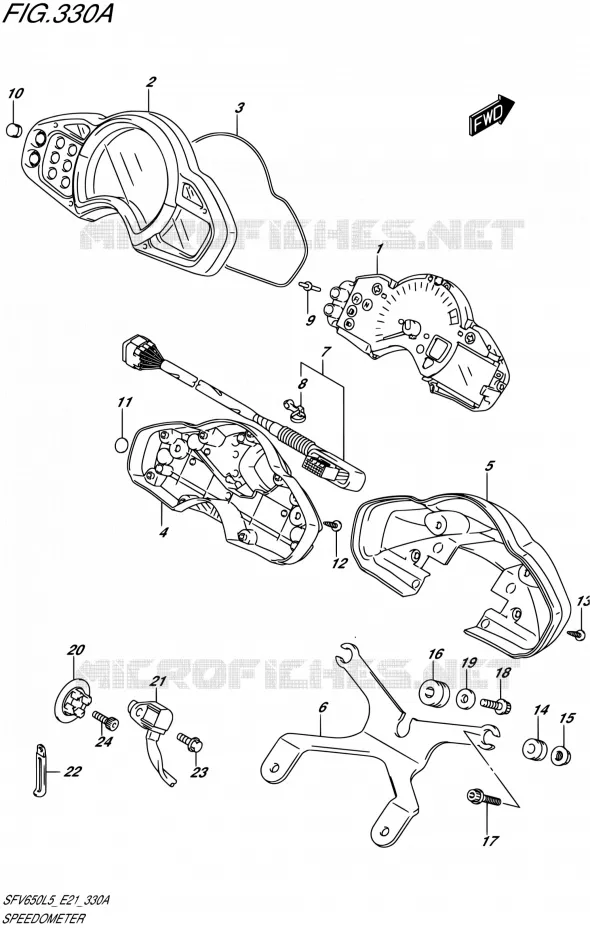 SNELHEIDSMETER (SFV650L5 E21) Suzuki MOTO 650 GLADIUS 2015  SFV650A L5 (E21)