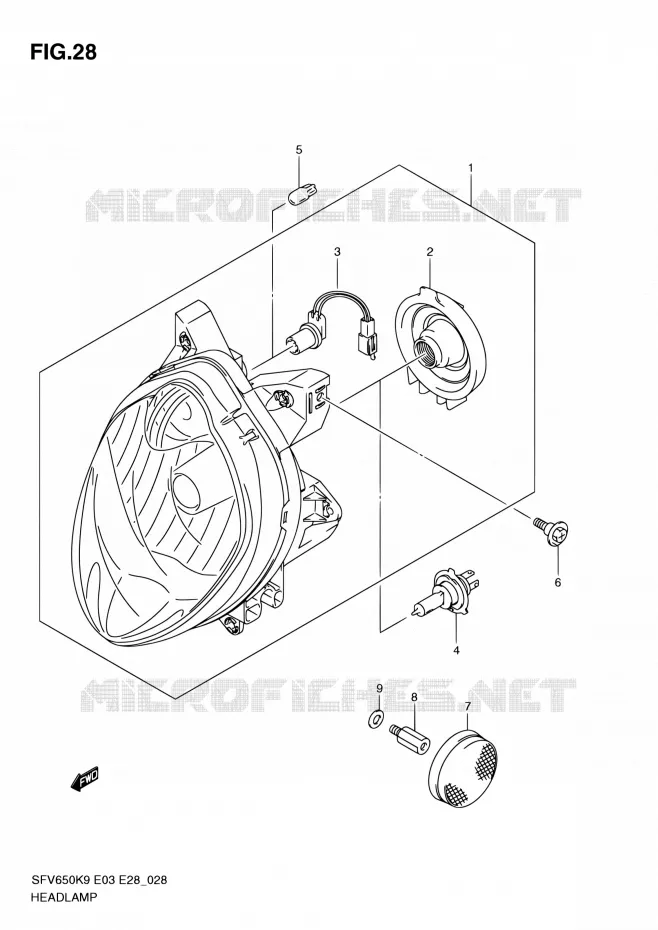 KOPLAMP Suzuki MOTO 650 GLADIUS 2010  SFV650 L0 (E03,E28,E33)