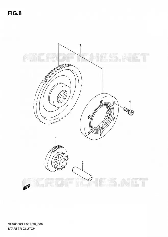 STARTMOTOR CLUTCH Suzuki MOTO 650 GLADIUS 2010  SFV650 L0 (E03,E28,E33)