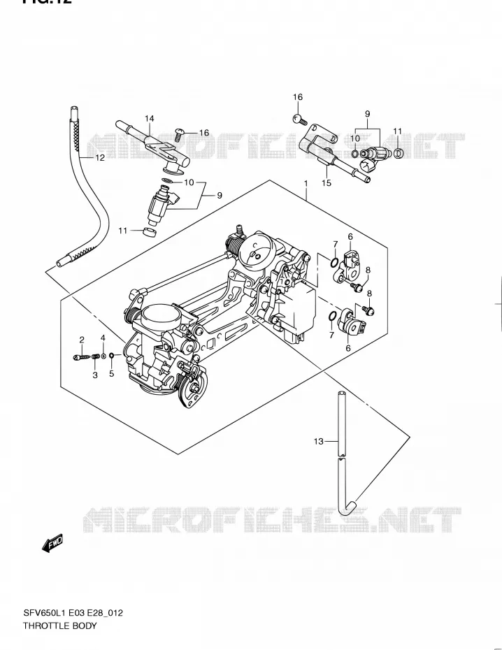 GASKLEPHUIS (SFV650L1 E03) Suzuki MOTO 650 GLADIUS 2011  SFV650 L1 (E03,E28,E33)
