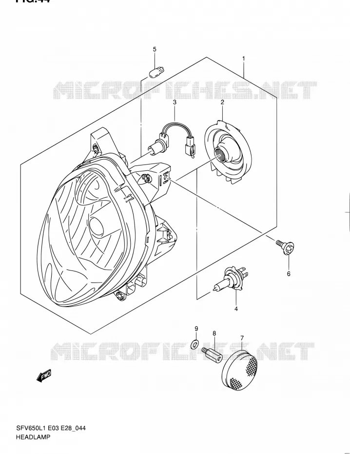 KOPLAMP Suzuki MOTO 650 GLADIUS 2011  SFV650 L1 (E03,E28,E33)
