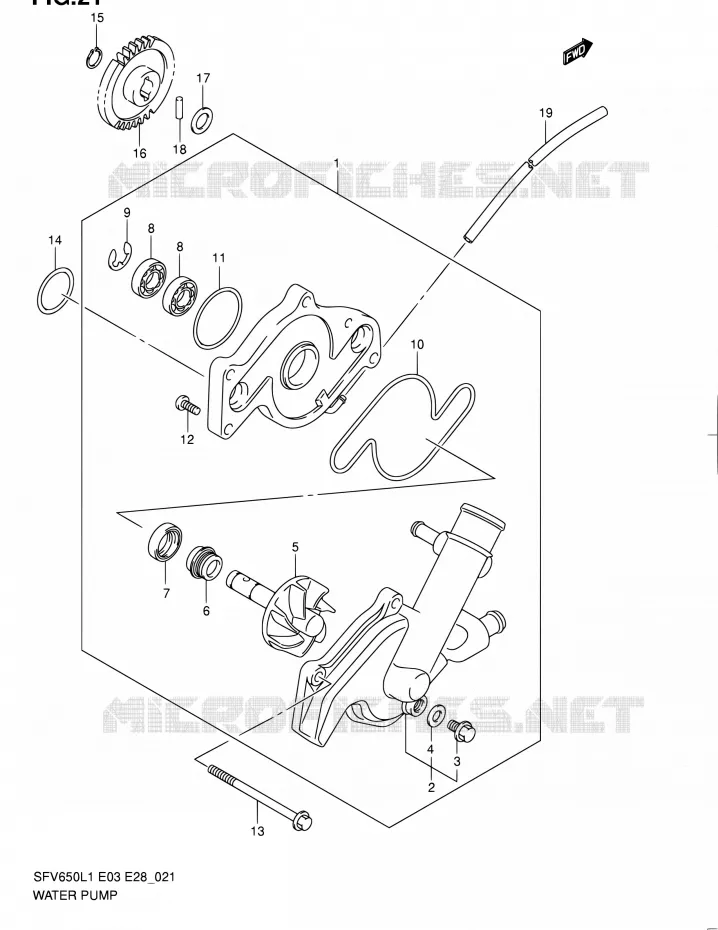 WATERPOMP Suzuki MOTO 650 GLADIUS 2011  SFV650 L1 (E03,E28,E33)