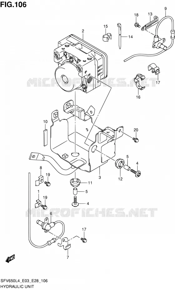 ABS (SFV650AL4 E28) Suzuki MOTO 650 GLADIUS 2014  SFV650 L4 (E03,E28,E33)