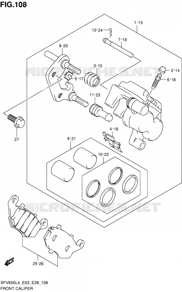 FRONT CALIPER Suzuki MOTO 650 GLADIUS 2014  SFV650 L4 (E03,E28,E33)