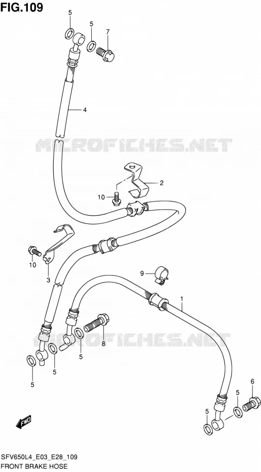 FRONT REMSLANG (SFV650L4 E03) Suzuki MOTO 650 GLADIUS 2014  SFV650 L4 (E03,E28,E33)