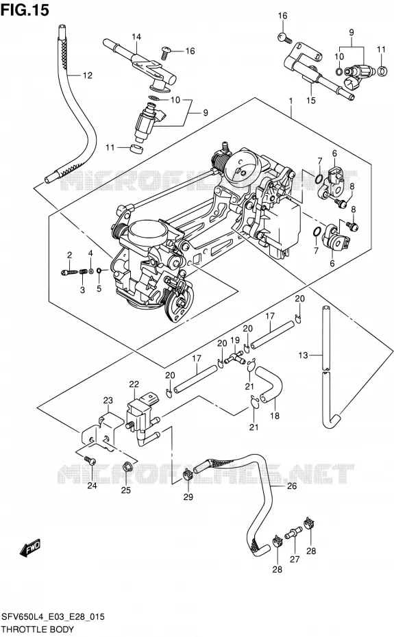 GASKLEPHUIS (SFV650AL4 E33) Suzuki MOTO 650 GLADIUS 2014  SFV650 L4 (E03,E28,E33)