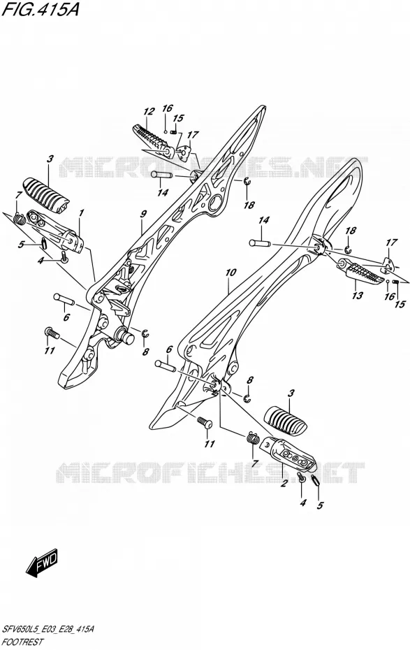 FOOTREST Suzuki MOTO 650 GLADIUS 2015  SFV650 L5 (E03,E28,E33)