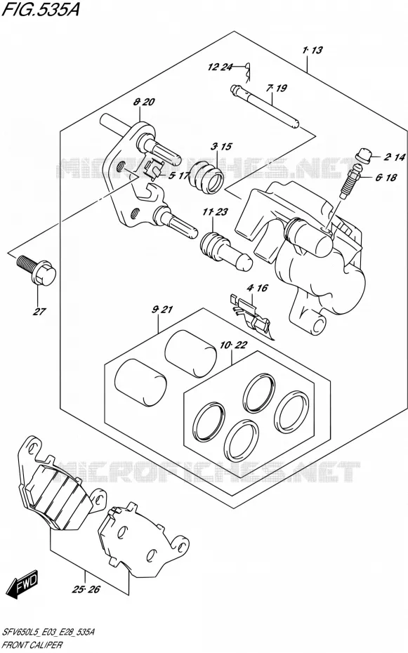 FRONT CALIPER Suzuki MOTO 650 GLADIUS 2015  SFV650 L5 (E03,E28,E33)