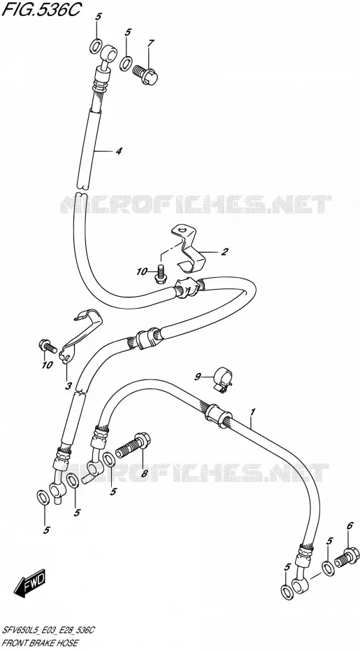 FRONT REMSLANG (SFV650L5 E33) Suzuki MOTO 650 GLADIUS 2015  SFV650 L5 (E03,E28,E33)