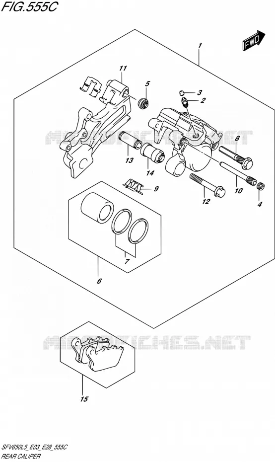 REAR CALIPER (SFV650L5 E33) Suzuki MOTO 650 GLADIUS 2015  SFV650 L5 (E03,E28,E33)