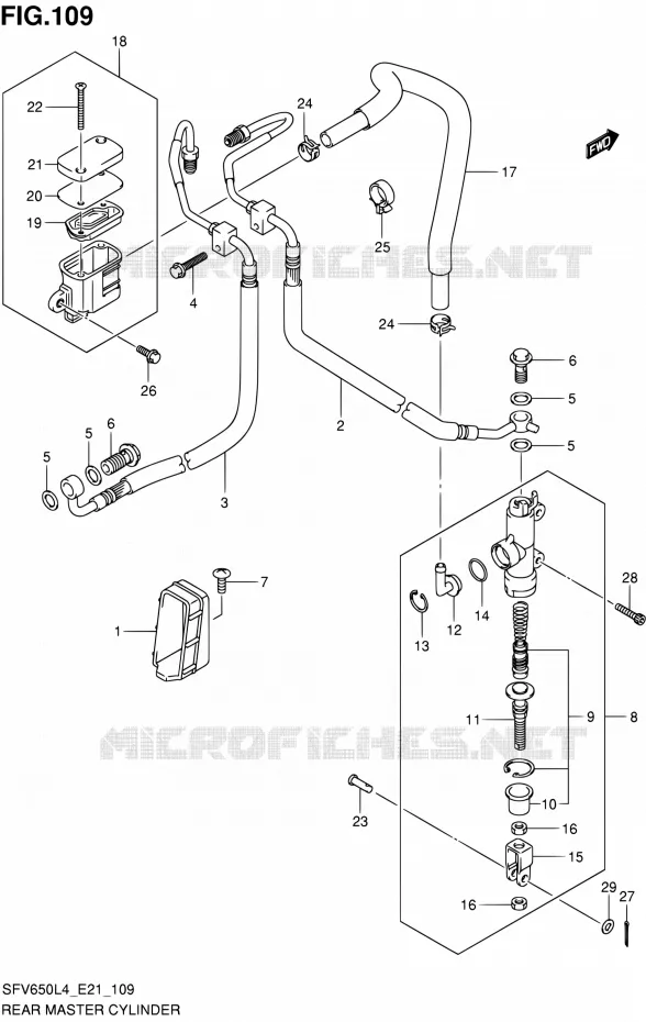 ACHTER HOOFDREMCILINDER (SFV650AL4 E21) Suzuki MOTO 650 GLADIUS 2014  SFV650UA L4 (E21)