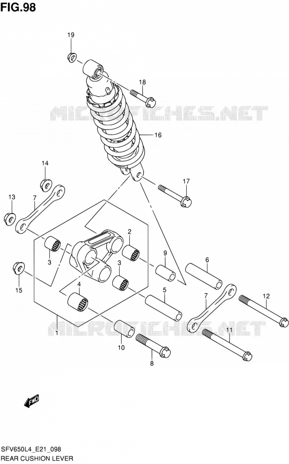 SCHOKBREKER AANEENSCHAKELING (SFV650UAL4 E21) Suzuki MOTO 650 GLADIUS 2014  SFV650U L4 (E21)