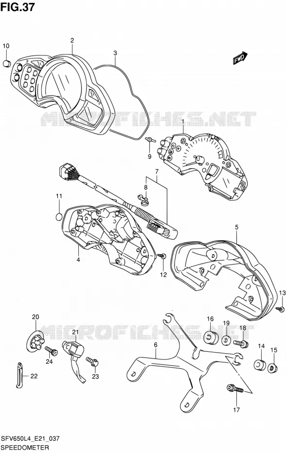 SNELHEIDSMETER (SFV650UL4 E21) Suzuki MOTO 650 GLADIUS 2014  SFV650U L4 (E21)