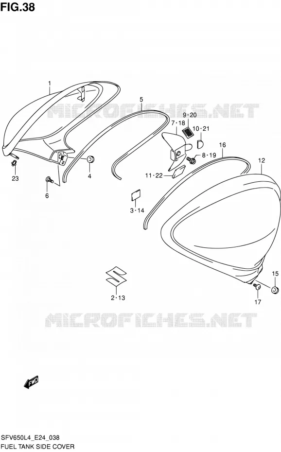 FUEL TANK ZIJKLEP Suzuki MOTO 650 GLADIUS 2014  SFV650U L4 (E24)
