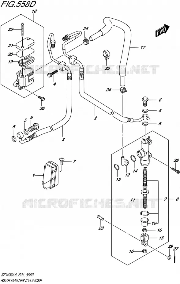 ACHTER HOOFDREMCILINDER (SFV650UAL5 E21) Suzuki MOTO 650 GLADIUS 2015  SFV650U L5 (E21)