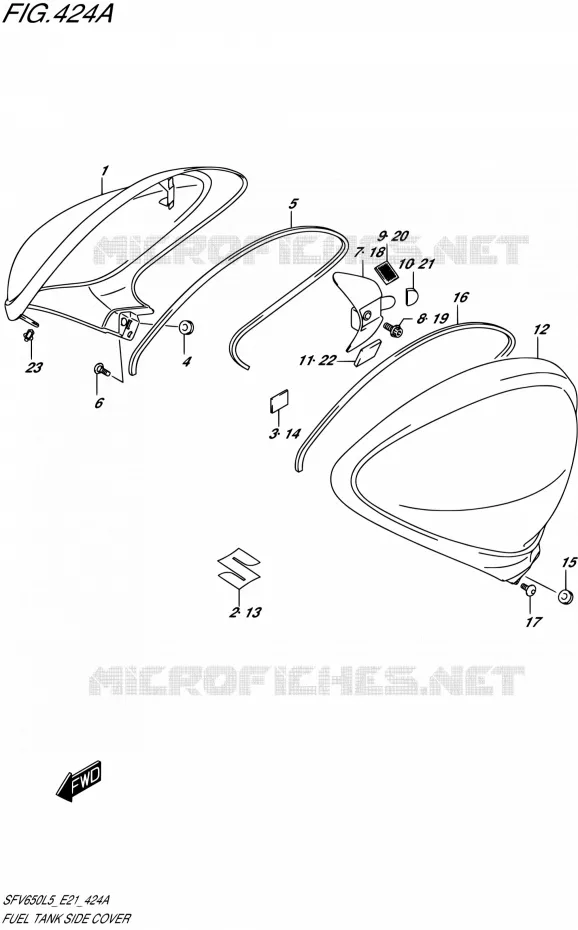 FUEL TANK ZIJKLEP Suzuki MOTO 650 GLADIUS 2015  SFV650U L5 (E21)