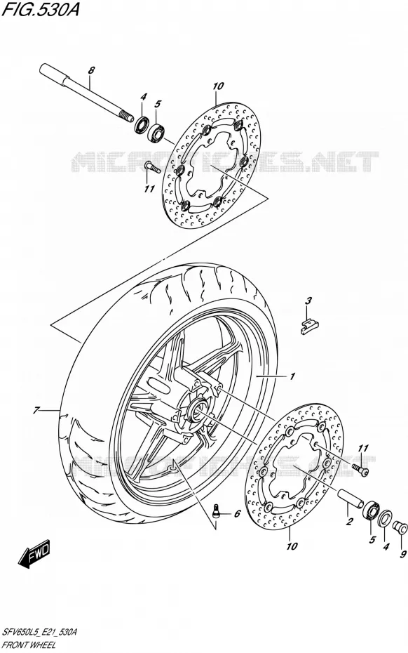 VOORWIEL (SFV650L5 E21) Suzuki MOTO 650 GLADIUS 2015  SFV650U L5 (E21)