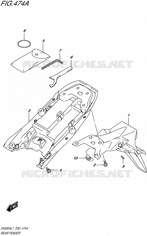 ACHTERSPATBORD Suzuki MOTO 650 SV 2017  SV650A L7 (E50)