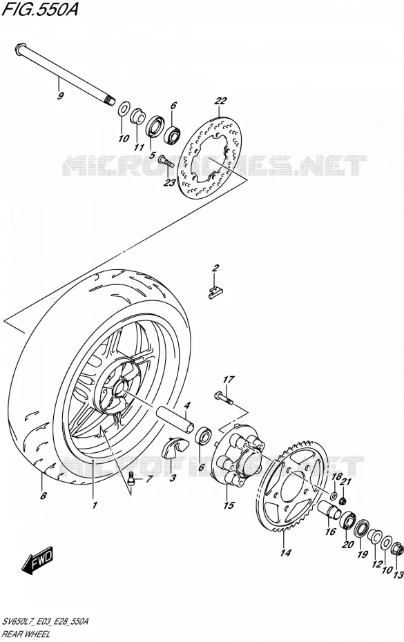 ACHTERWIEL (SV650L7 E03) Suzuki MOTO 650 SV 2017  SV650 L7 (E03,E28,E33)