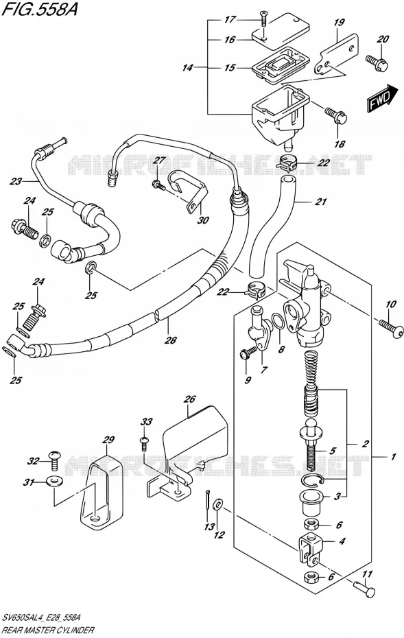 ACHTER HOOFDREMCILINDER Suzuki MOTO 650 SV 2014  SV650SA L4 (E03,E28,E33)