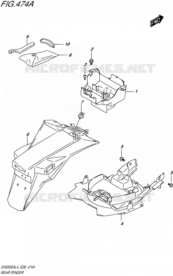 ACHTERSPATBORD Suzuki MOTO 650 SV 2014  SV650SA L4 (E03,E28,E33)
