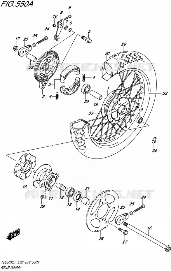 ACHTERWIEL Suzuki MOTO 250 TU 2017  TU250X L7 (E03,E28)