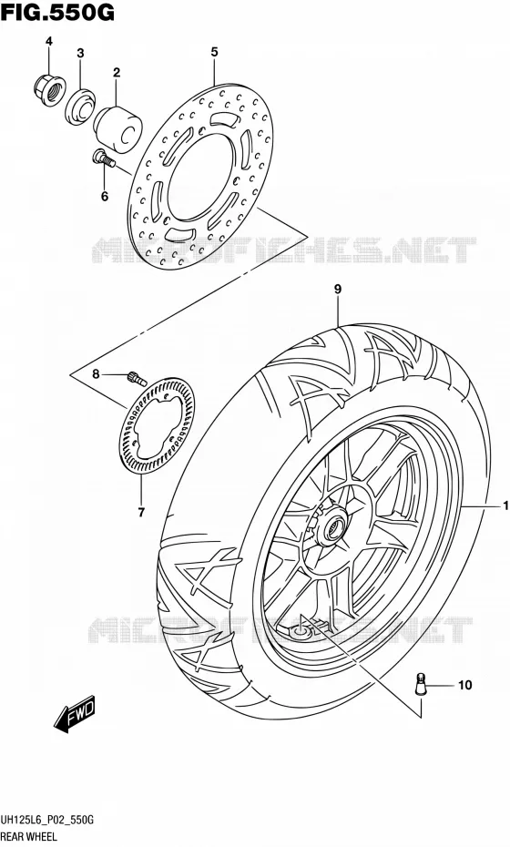 ACHTERWIEL (UH125AL6 P53) Suzuki SCOOTER 125 BURGMAN 2016  UH125 L6 (P19)