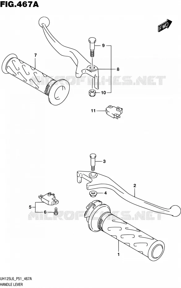 HANDGRIPS - LEVERS Suzuki SCOOTER 125 BURGMAN 2016  UH125 L6 (P51)