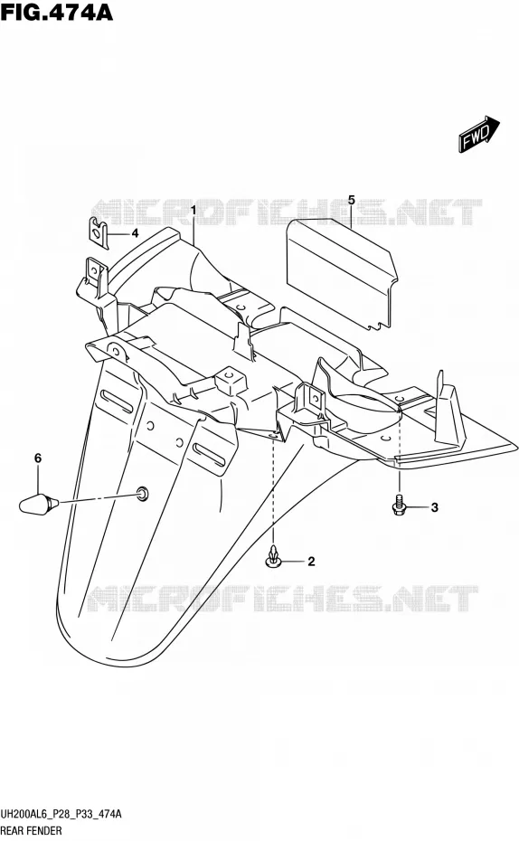 ACHTERSPATBORD (UH200AL6 P28) Suzuki SCOOTER 200 BURGMAN 2016  UH200A L6 (P28,P33)