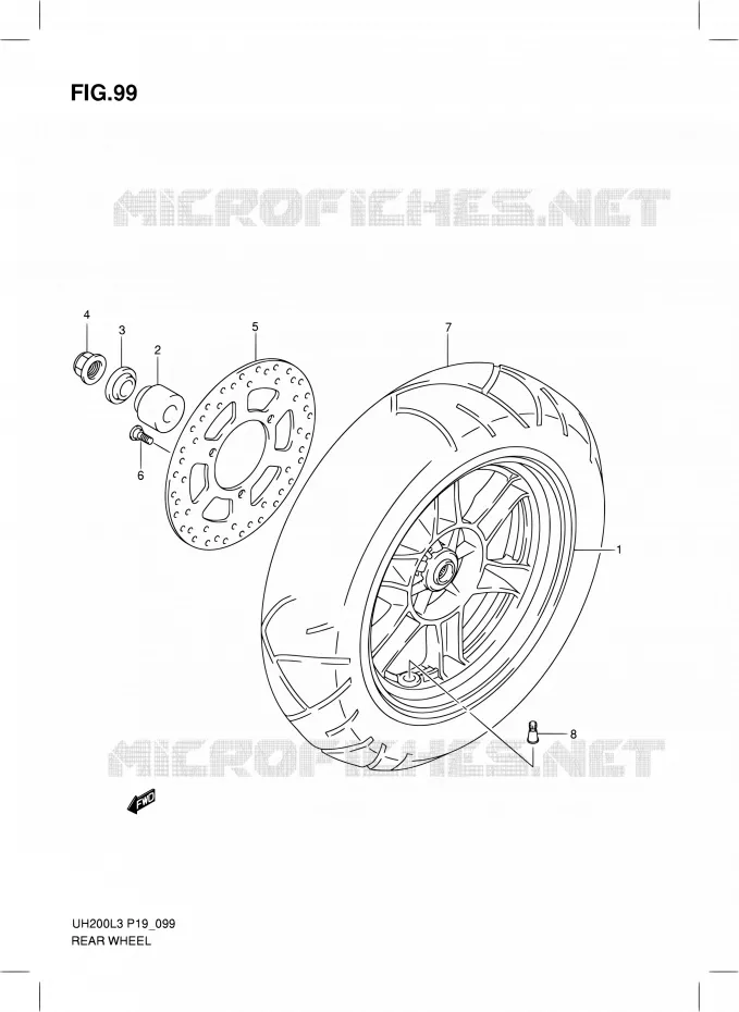 ACHTERWIEL (UH200ZRL3 P19) Suzuki SCOOTER 200 BURGMAN 2013  UH200G L3 (P19)