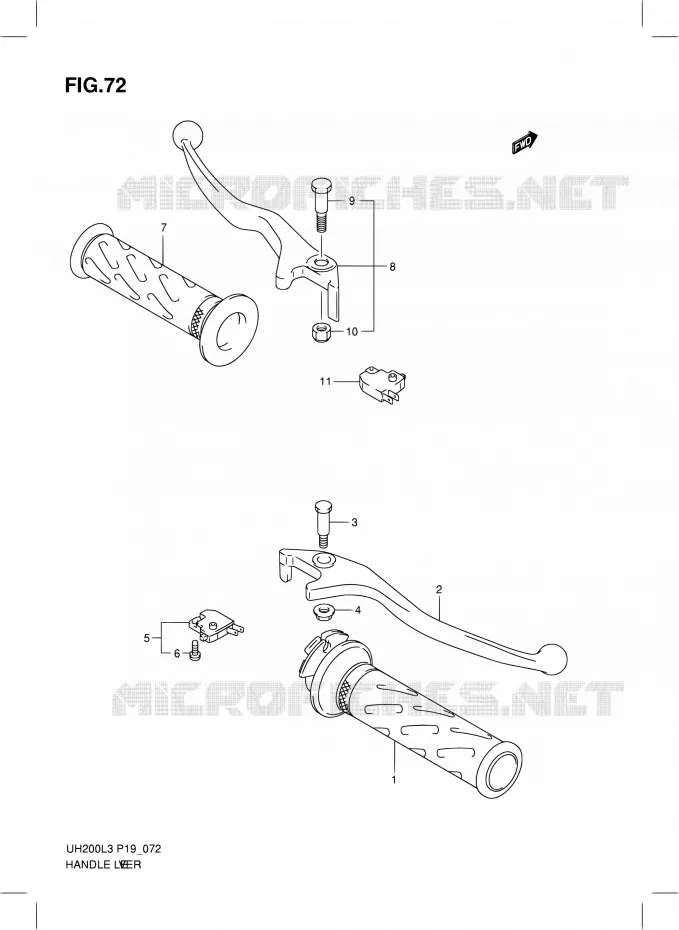 HANDGRIPS - LEVERS Suzuki SCOOTER 200 BURGMAN 2013  UH200 L3/UH200Z L3 (P19)