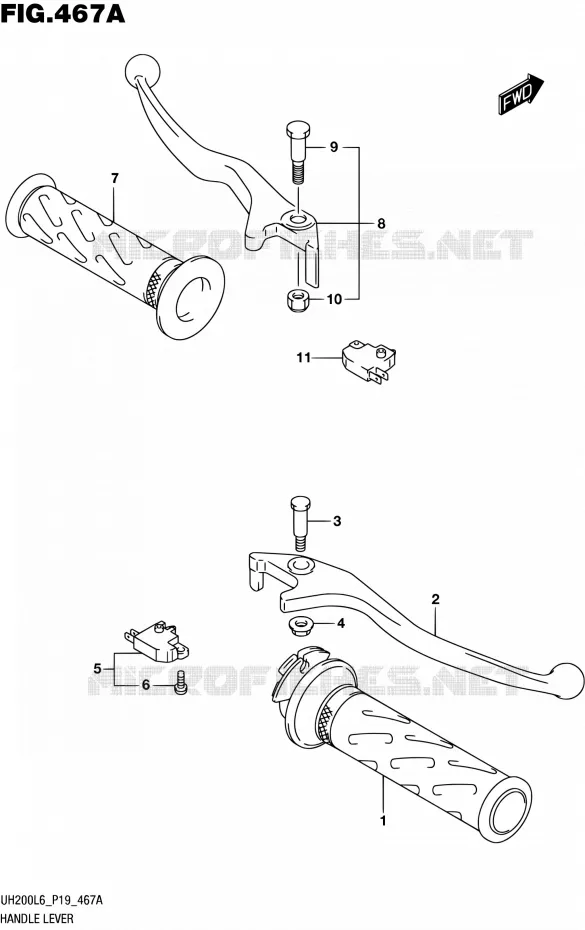 HANDGRIPS - LEVERS Suzuki SCOOTER 200 BURGMAN 2016  UH200 L6 (P19)