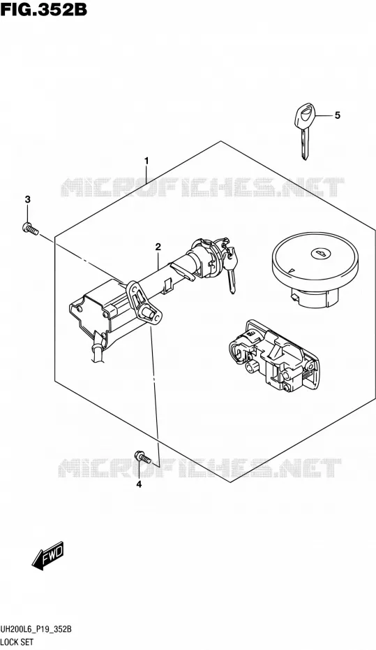 LOCK SET (UH200L6 P53) Suzuki SCOOTER 200 BURGMAN 2016  UH200 L6 (P19)