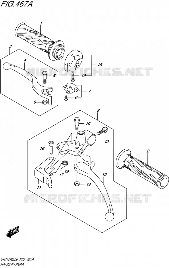 HANDGRIPS - LEVERS Suzuki SCOOTER 110 ADDRESS 2016  UK110NE L6 (P02)