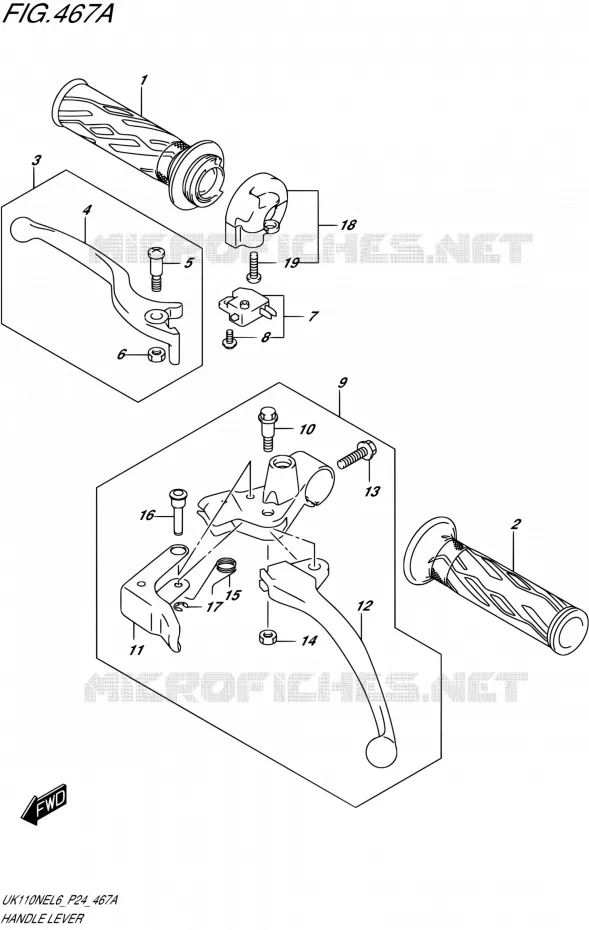 HANDGRIPS - LEVERS Suzuki SCOOTER 110 ADDRESS 2016  UK110NE L6 (P24)