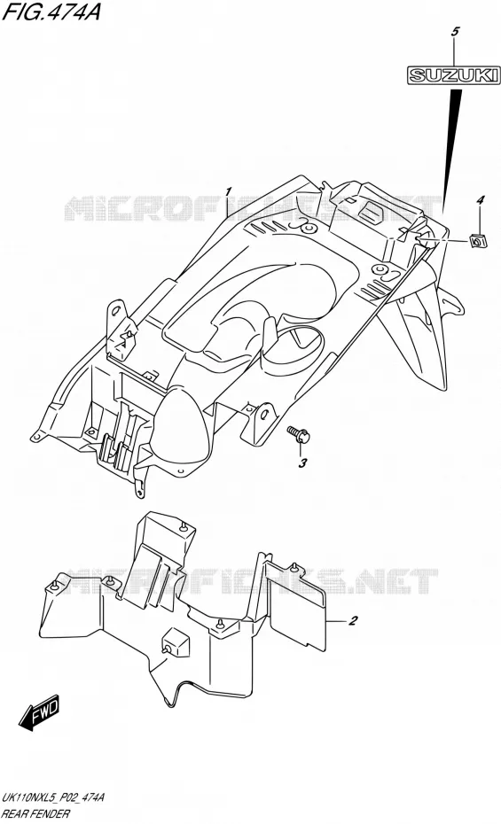 ACHTERSPATBORD Suzuki SCOOTER 110 ADDRESS 2015  UK110NX L5 (P02)