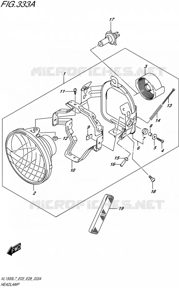 KOPLAMP Suzuki MOTO 1500 BOULEVARD 2017  VL1500B L7/VL1500BT L7/VL1500T L7 (E03,E28,E33)
