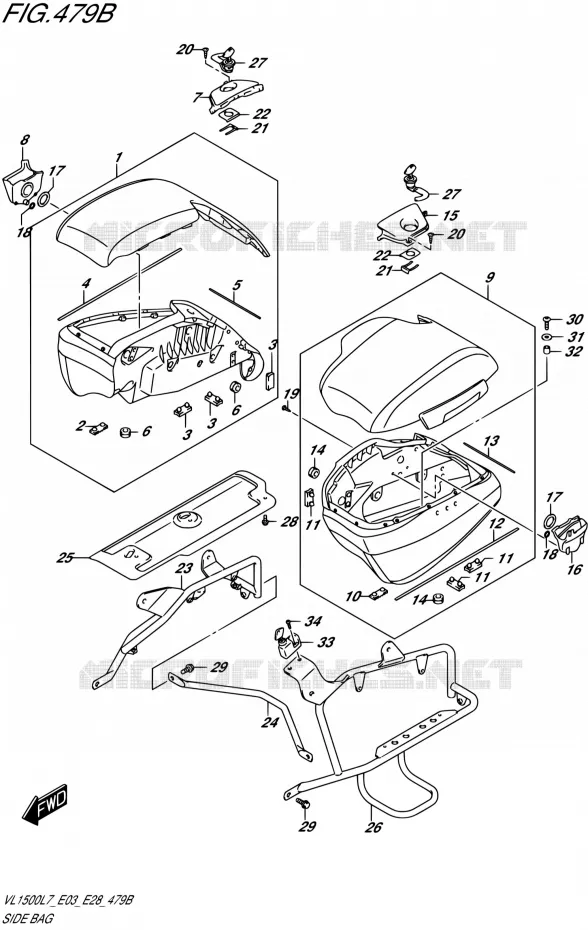 SIDE BAG (VL1500TL7 E03) Suzuki MOTO 1500 BOULEVARD 2017  VL1500B L7/VL1500BT L7/VL1500T L7 (E03,E28,E33)