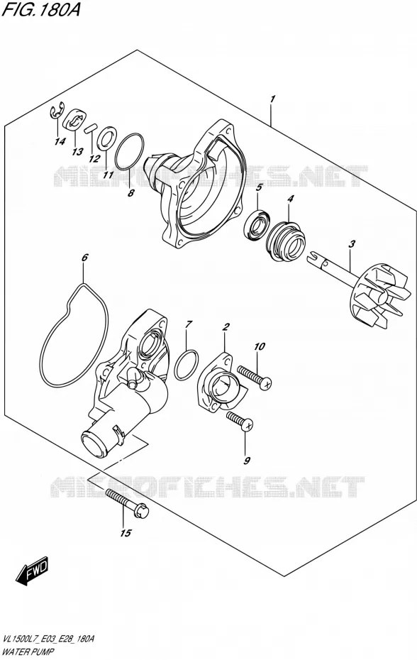 WATERPOMP Suzuki MOTO 1500 BOULEVARD 2017  VL1500B L7/VL1500BT L7/VL1500T L7 (E03,E28,E33)