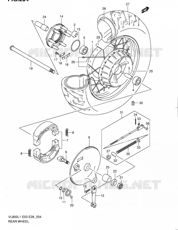 ACHTERWIEL (VL800L1 E03) Suzuki MOTO 800 INTRUDER 2011  VL800 L1/VL800T L1/VL800C L1