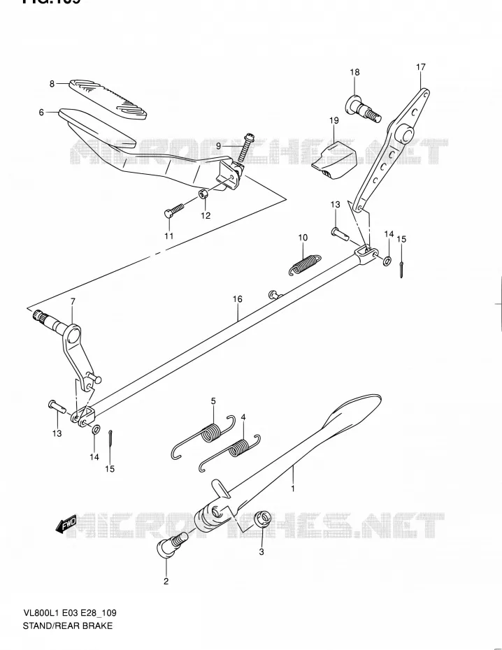 STAND - ACHTER REMPEDAAL Suzuki MOTO 800 INTRUDER 2011  VL800 L1/VL800T L1/VL800C L1