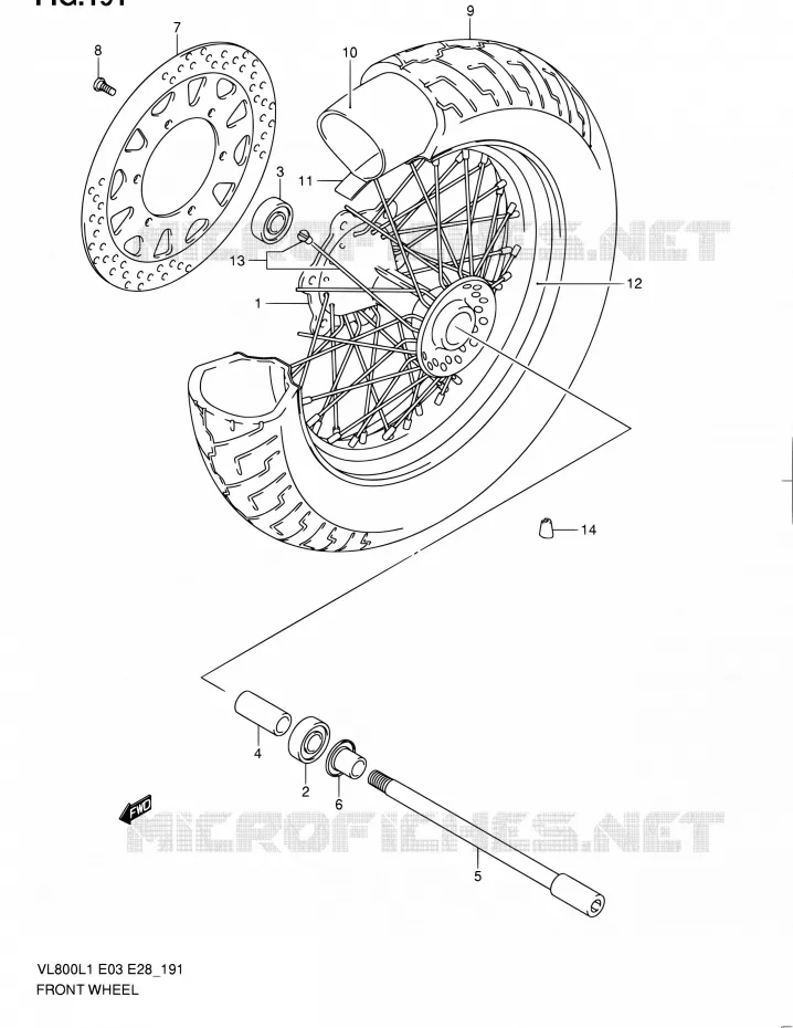 VOORWIEL (VL800TL1 E33) Suzuki MOTO 800 INTRUDER 2011  VL800 L1/VL800T L1/VL800C L1