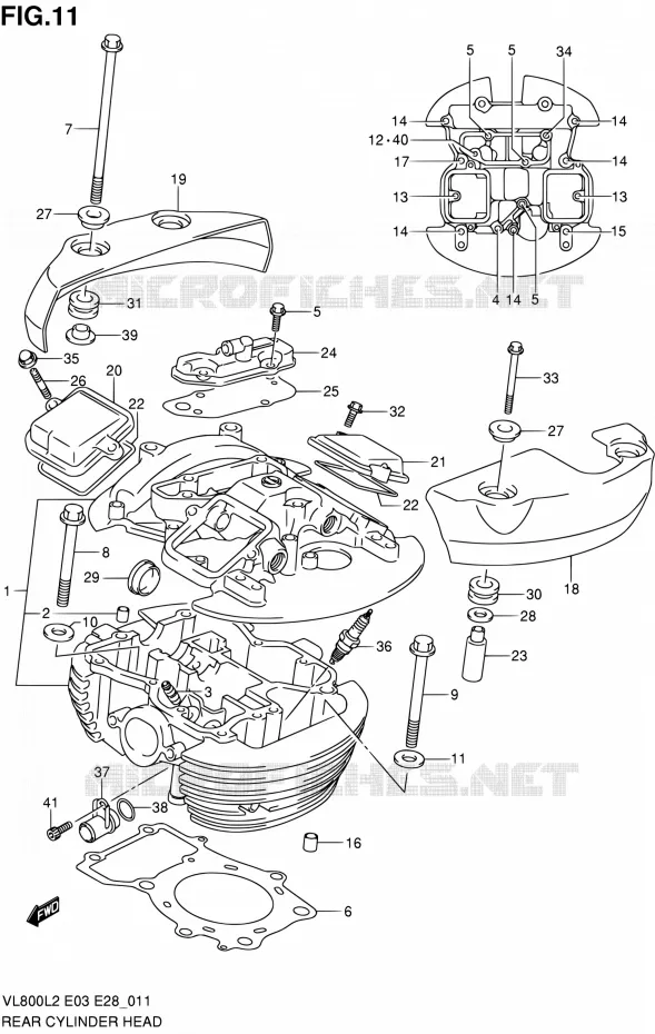 ACHTER CILINDERKOP (VL800L2 E03) Suzuki MOTO 800 VOLUSIA 2012  VL800 L2/VL800T L2/VL800C L2